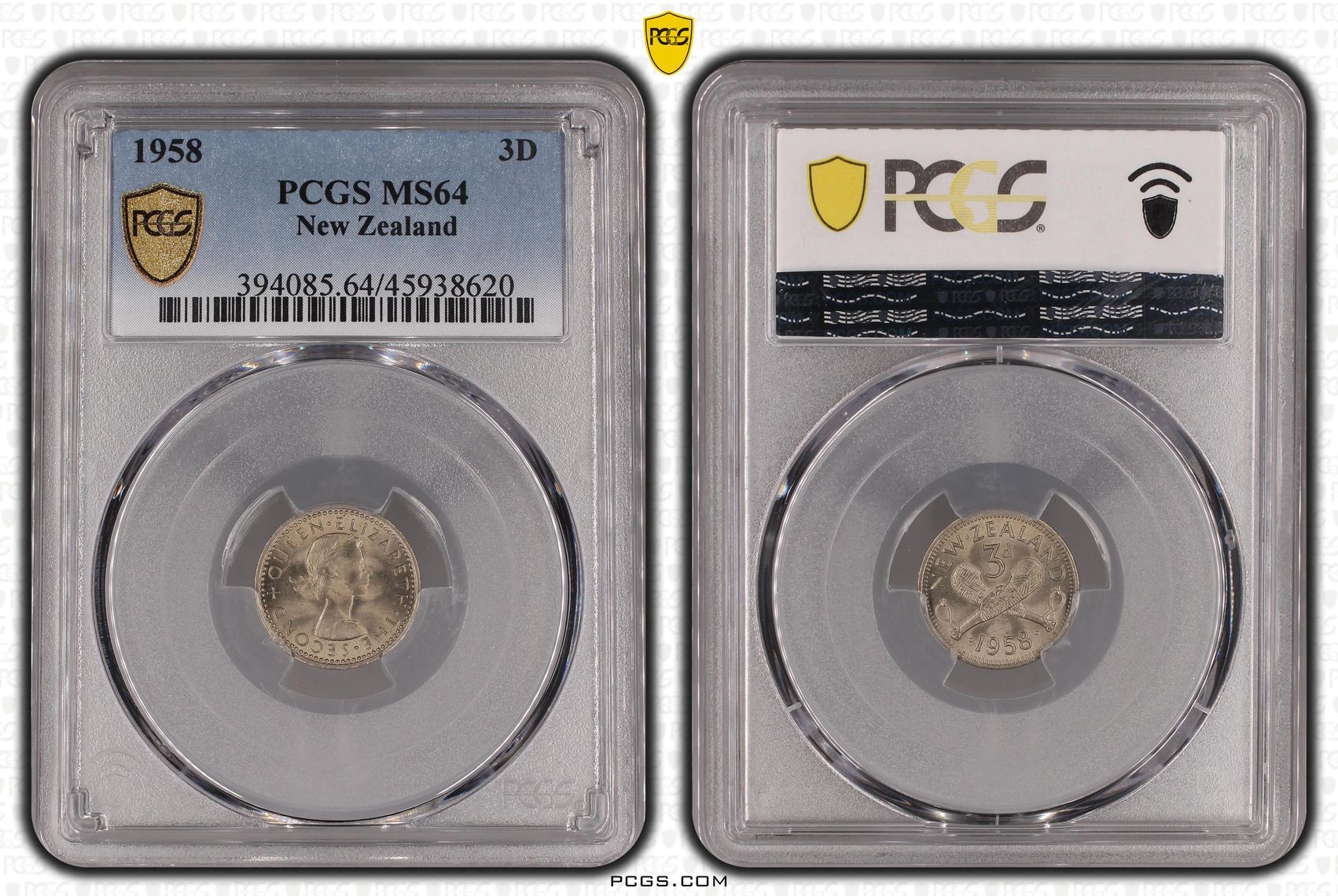 1958 New Zealand Threepence PCGS - MS64 -620