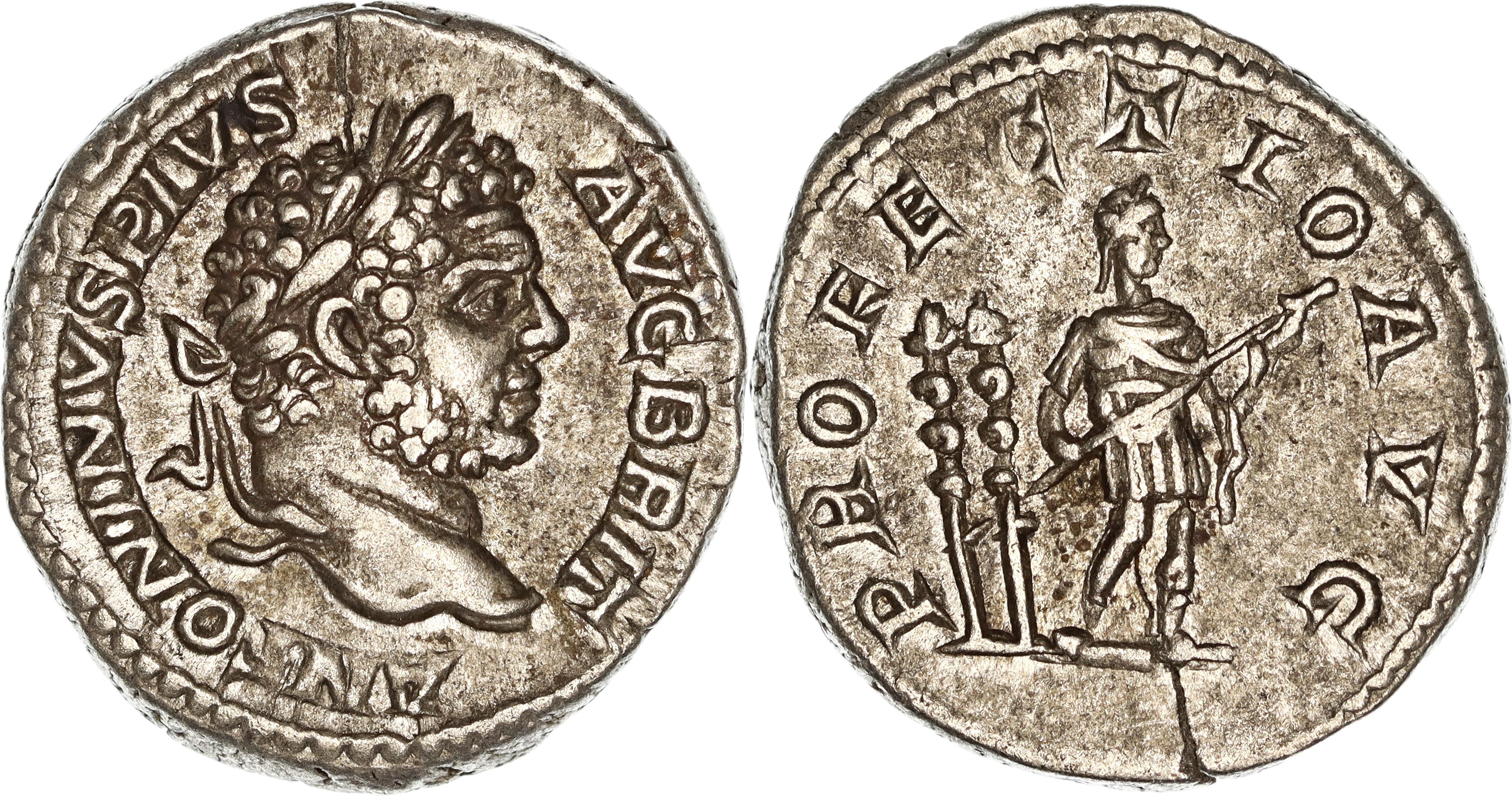 Roman Empire, Caracalla, Silver Denarius, 213 AD, VF