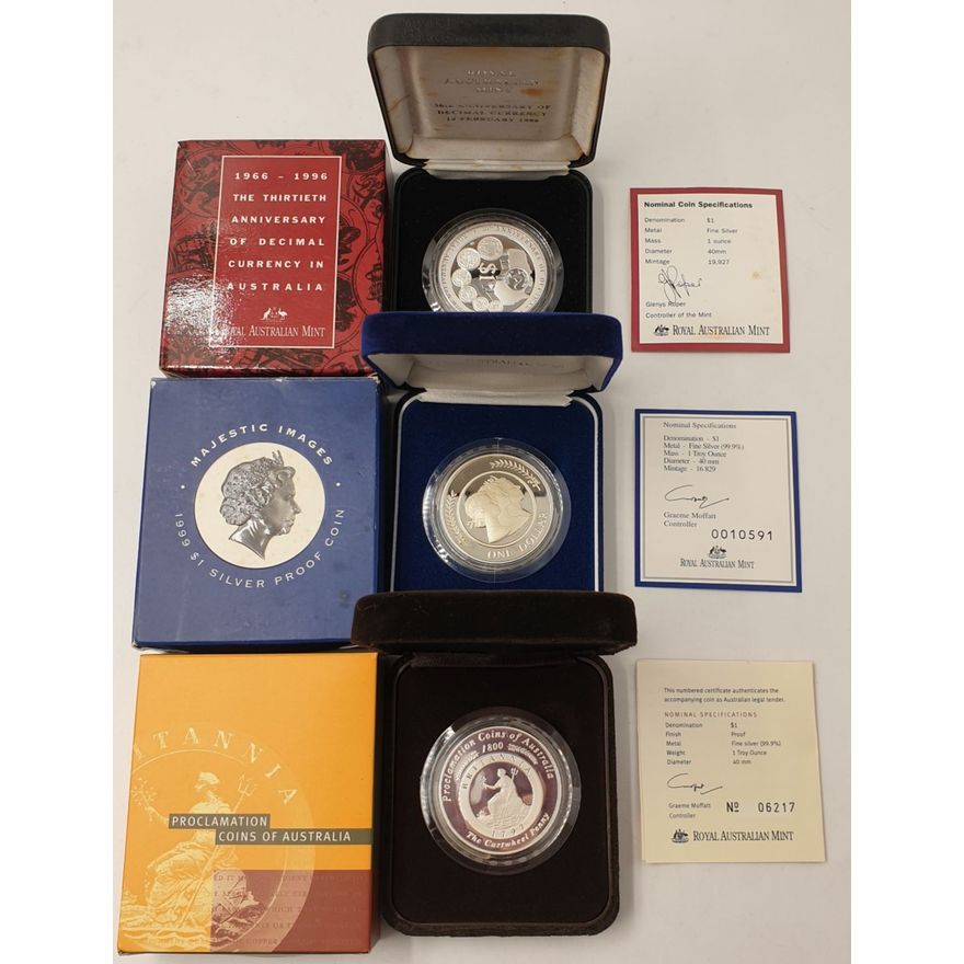 Silver Proof $1 Coins (x3)