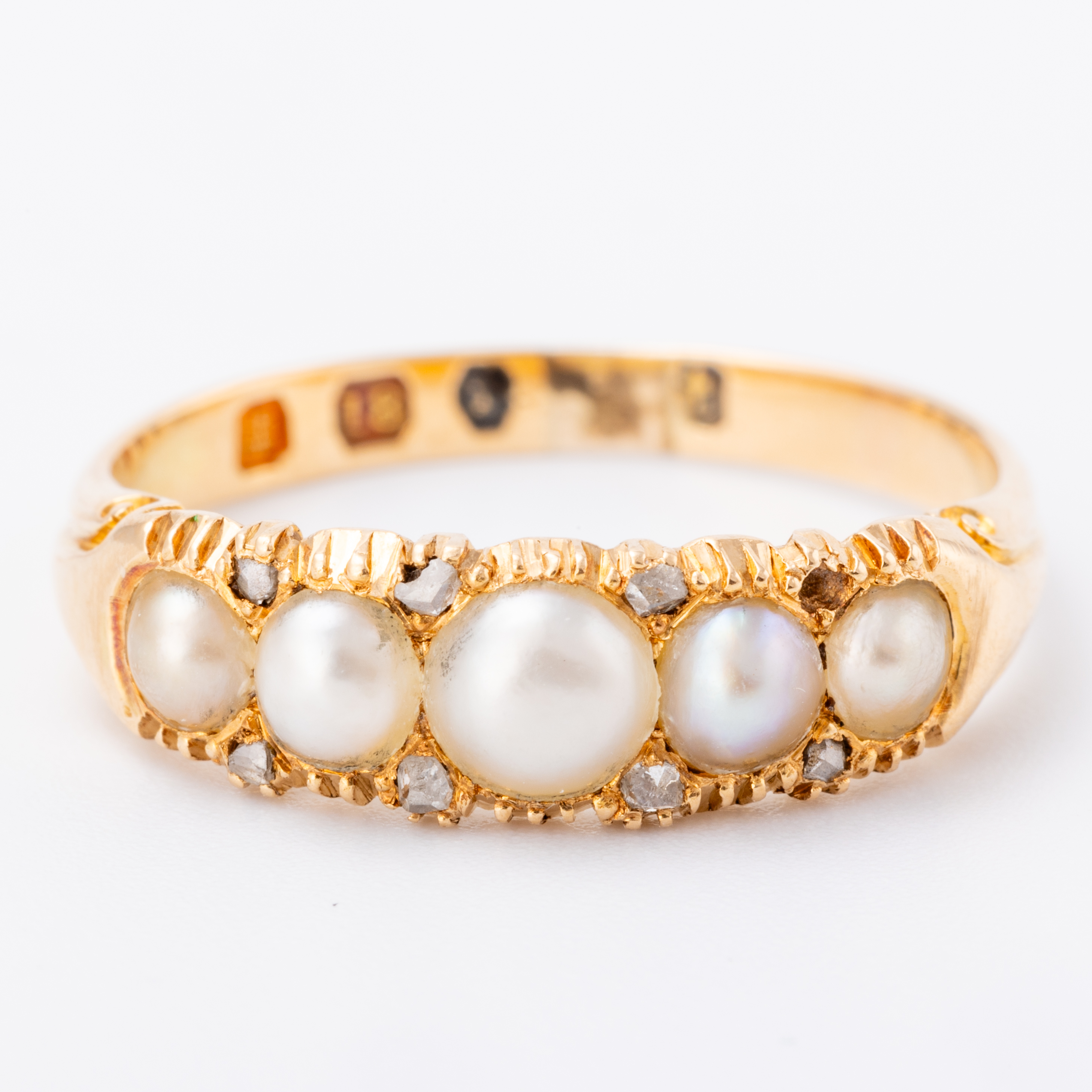 Antique Pearl & Rose Cut Diamond 18ct Ring
