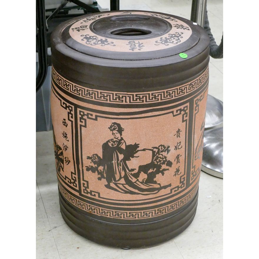 Chinese Terracotta Barrel Rice Jar 21''