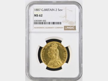 1887 VICTORIA JUBILEE HEAD GOLD TWO POUND COIN MS62