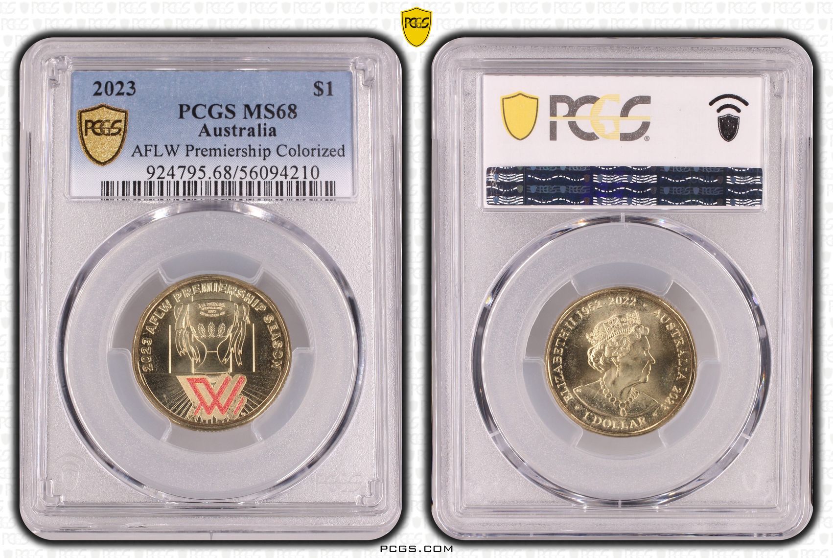 AFLW Premiership Colorized, One Dollar, 2023, PCGS MS68