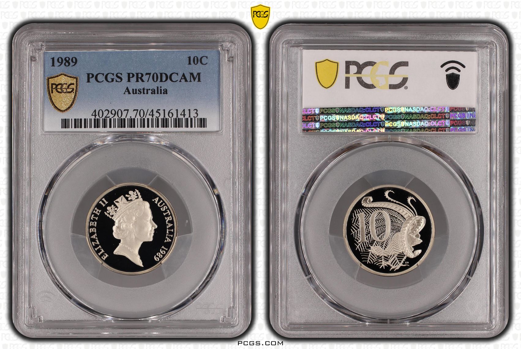 Elizabeth II, Ten Cent, 1989, PCGS PR 70DCAM