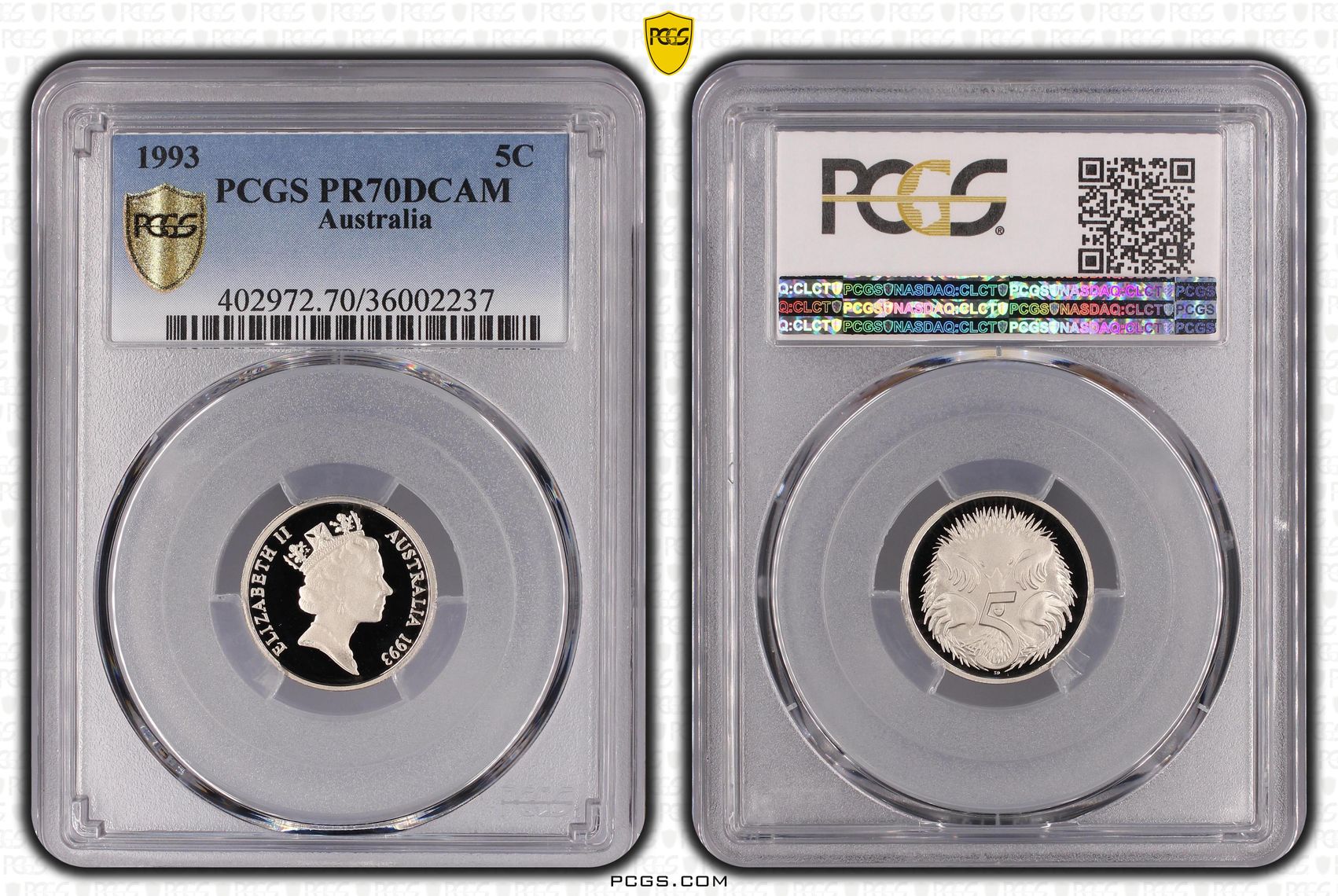 Elizabeth II, Five Cent, 1993, PCGS PR70DCAM