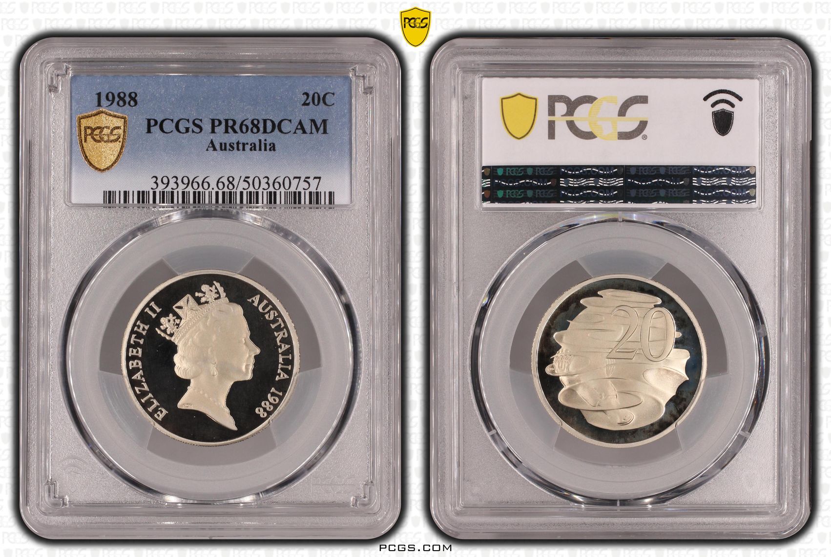 Twenty Cent, 1988, PCGS PR68DCAM