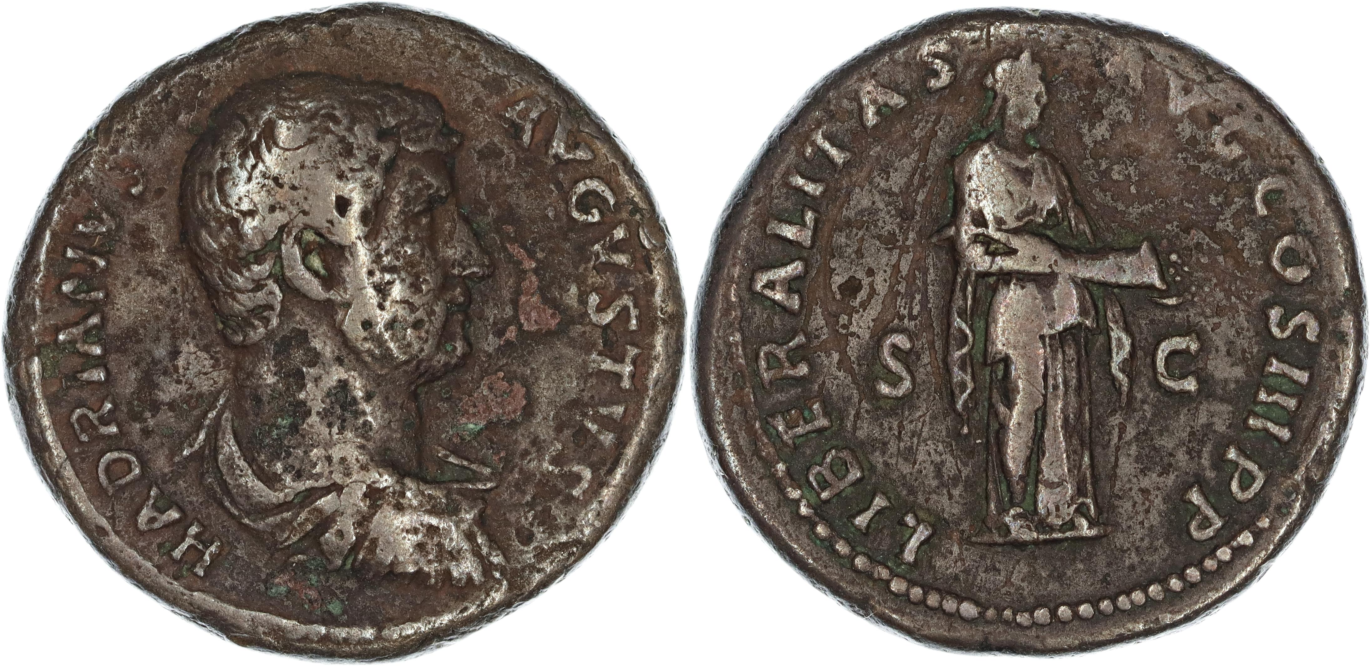 Roman Empire, Hadrian, Æ Dupondius, 132-134 AD, gF-nVF
