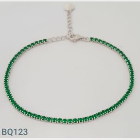 Sterling Silver Green Colour Cz Tennis Bracelet - 51533/226