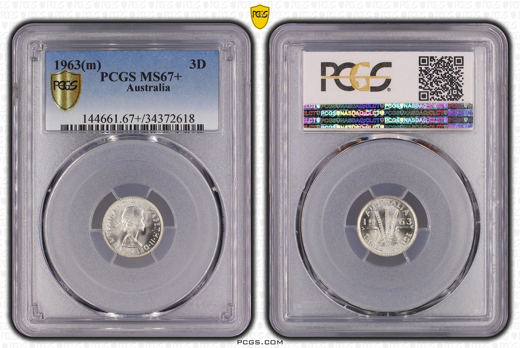 Elizabeth II, Threepence, 1963, PCGS MS67+