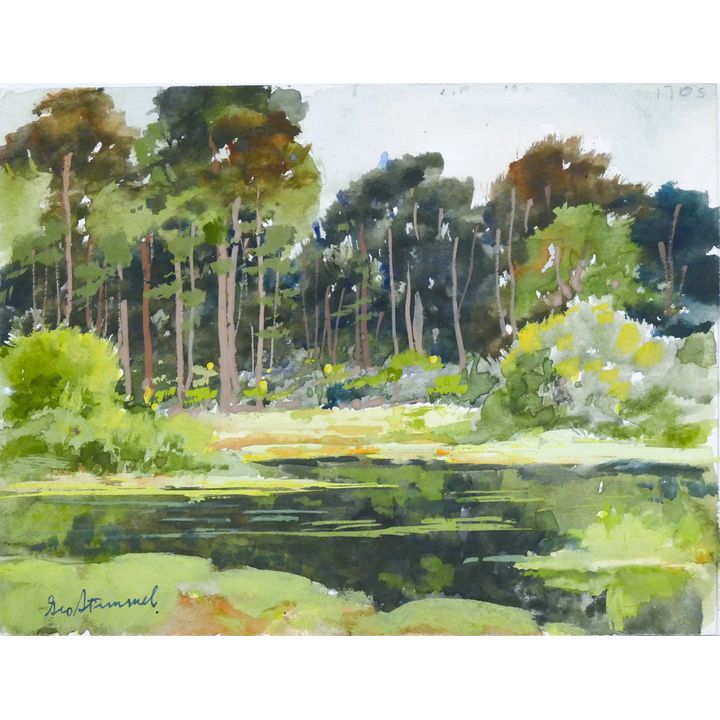 George Stimmel ''Forest Pond'' Gouache on Paper