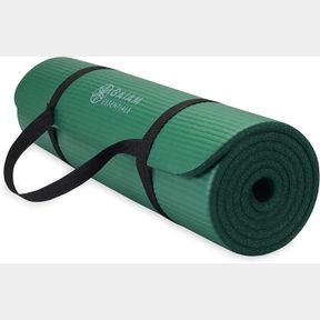 10MM GAIAM ESSENTIALS THICK YOGA MAT FITNESS & EXERCISE MAT WITH EASY-CINCH YOGA MAT CARRIER STRAP, 72"L X 24"W X 2/5 INCH THICK