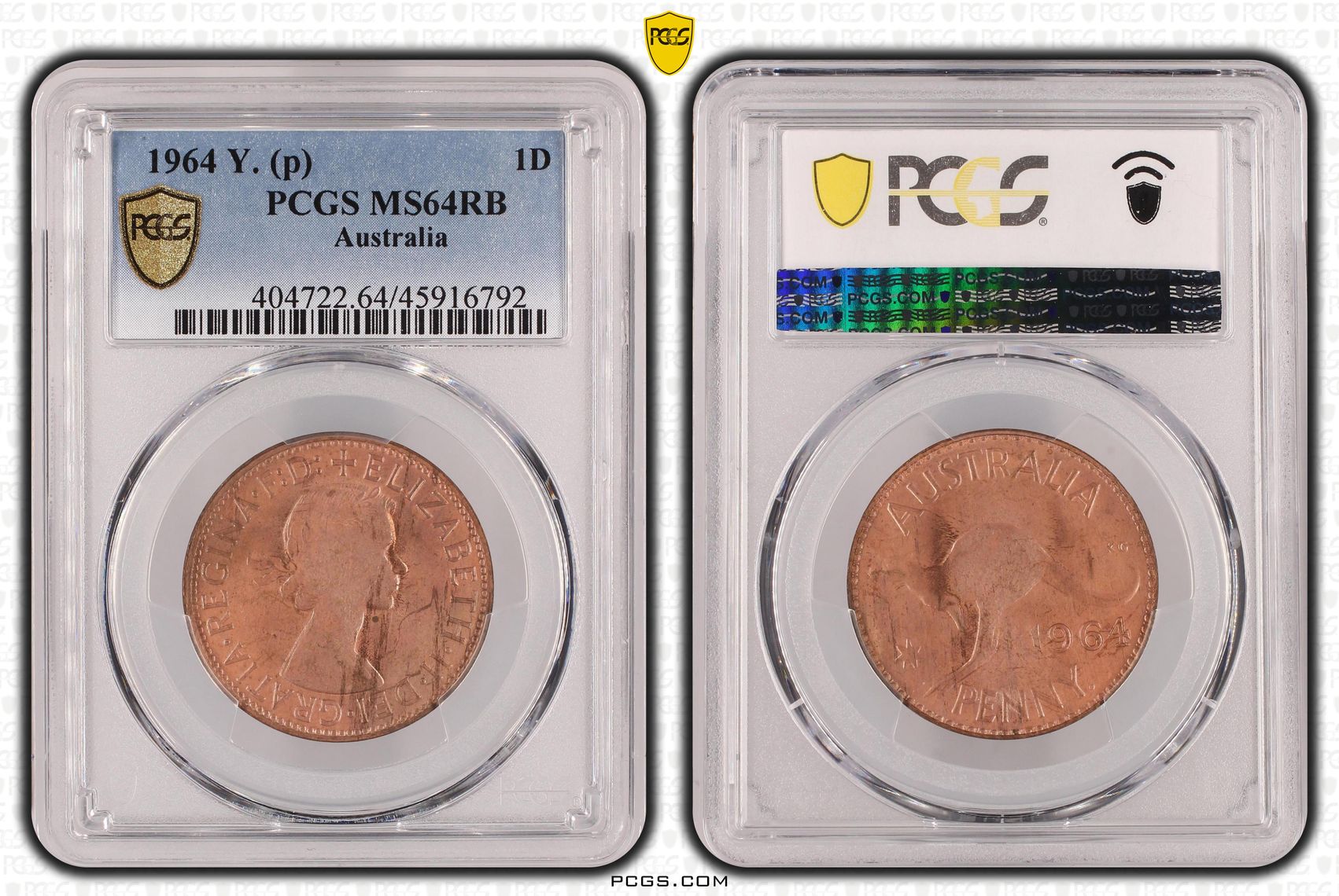1964 Australia Penny PCGS - MS64RB -792