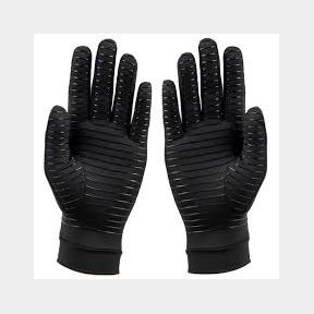 Copper Fiber Compression Sports Gloves Full Finger Touch Screen Pain Relief - Black - Unisex 6 oz M - 51745/19096 SN B1 (S7)