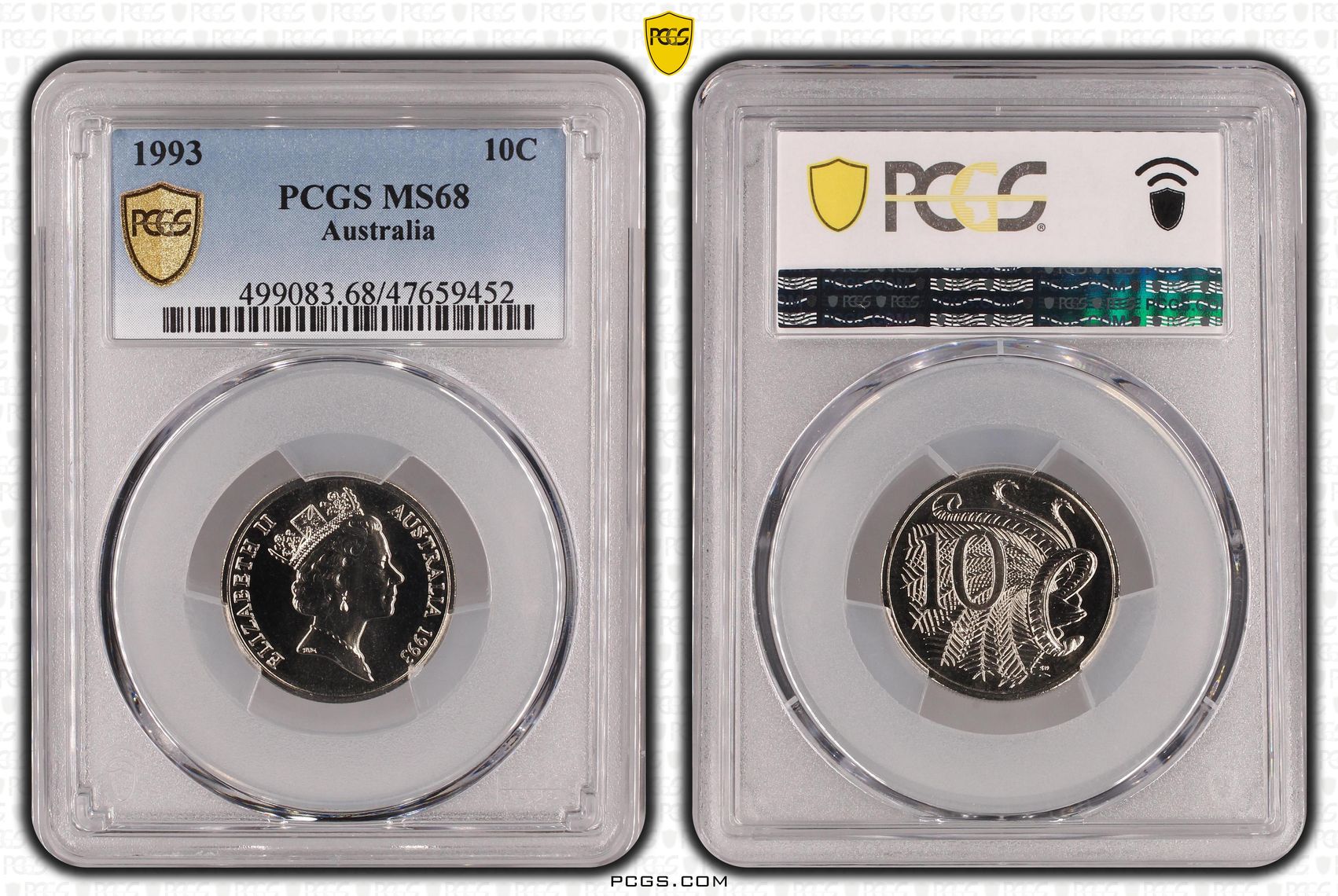 Ten Cent, 1993, PCGS MS 68