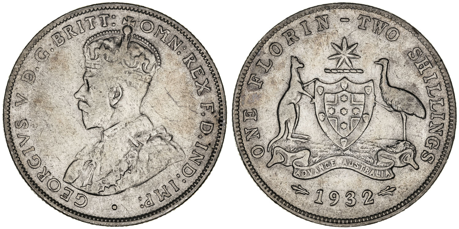 George V, Florin, 1932, VG