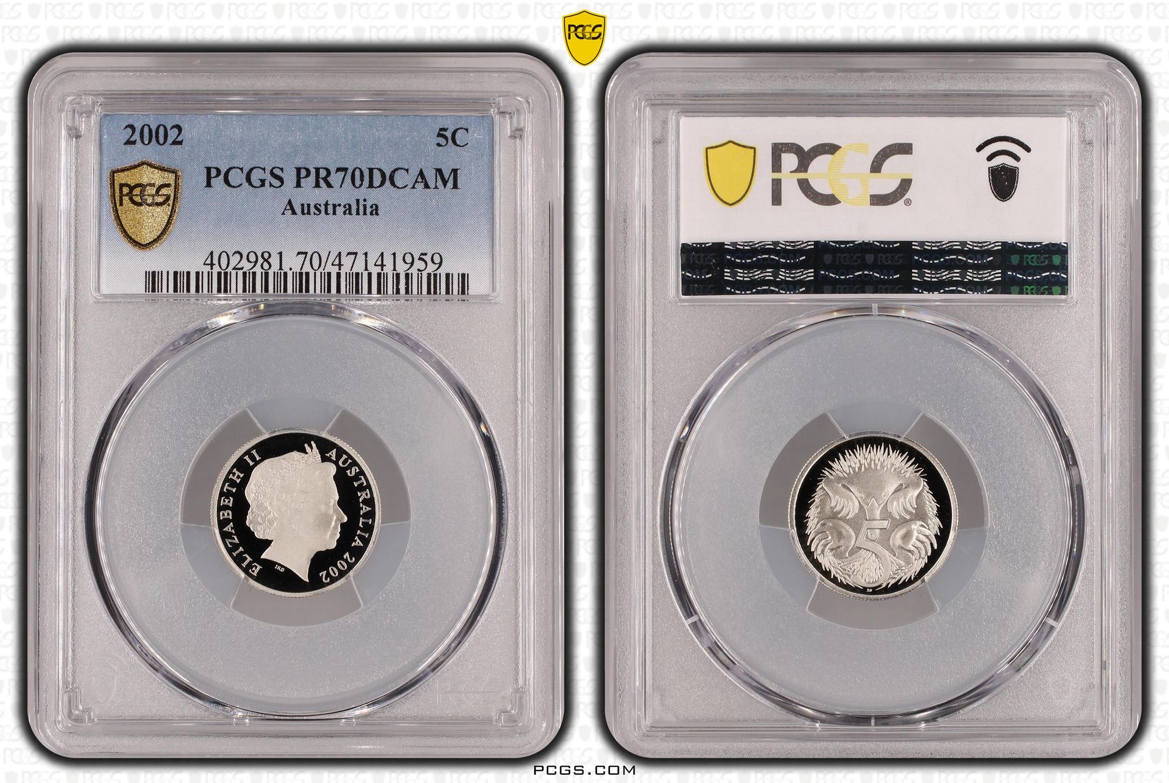 Elizabeth II, Five Cent, 2002, PCGS PR70DCAM
