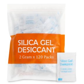 2 GRAM 120 PACKETS SILICA GEL PACKS FOR MOISTURE ABSORBING, DESICCANT DEHUMIDIFIER BAGS FOR SPICES JEWELRY SHOES BOXES ELECTRONICS