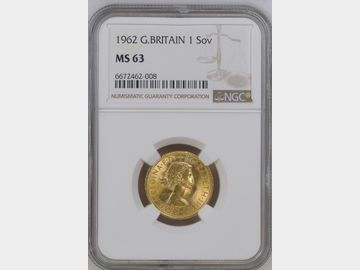 1962 ELIZABETH II PRE-DECIMAL GOLD SOVEREIGN MS63