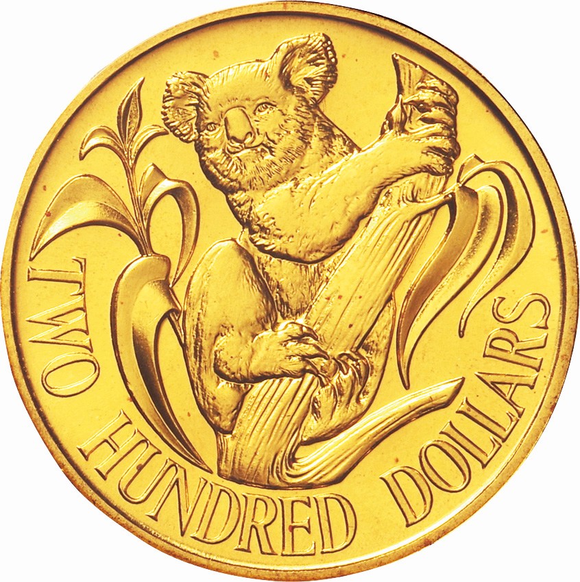 オーストラリア-Australia. Gold. 200ドル(Dollars). コアラ図 200ドル 