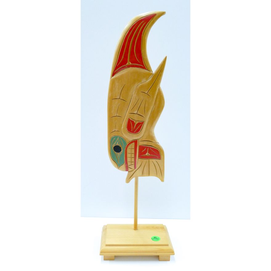 Charlie Johns NW Coast Killer Whale Cedar Plaque on Stand 18.5''