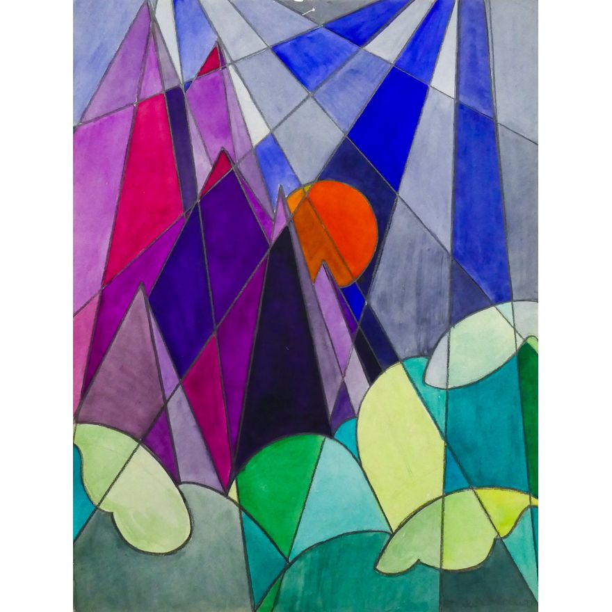 Rhoda Gantenbein ''Deco Spires'' Watercolor and Gouache
