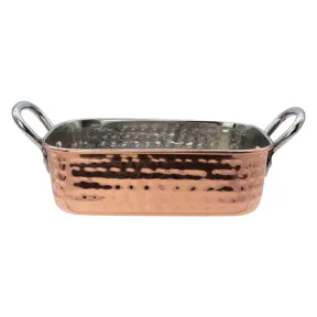 Regent Cookware Karahi Roaster RECT.HAMMERED St Steel Cu Plated Handles 500ml (195/145x95x45mm) Copper Plated |
