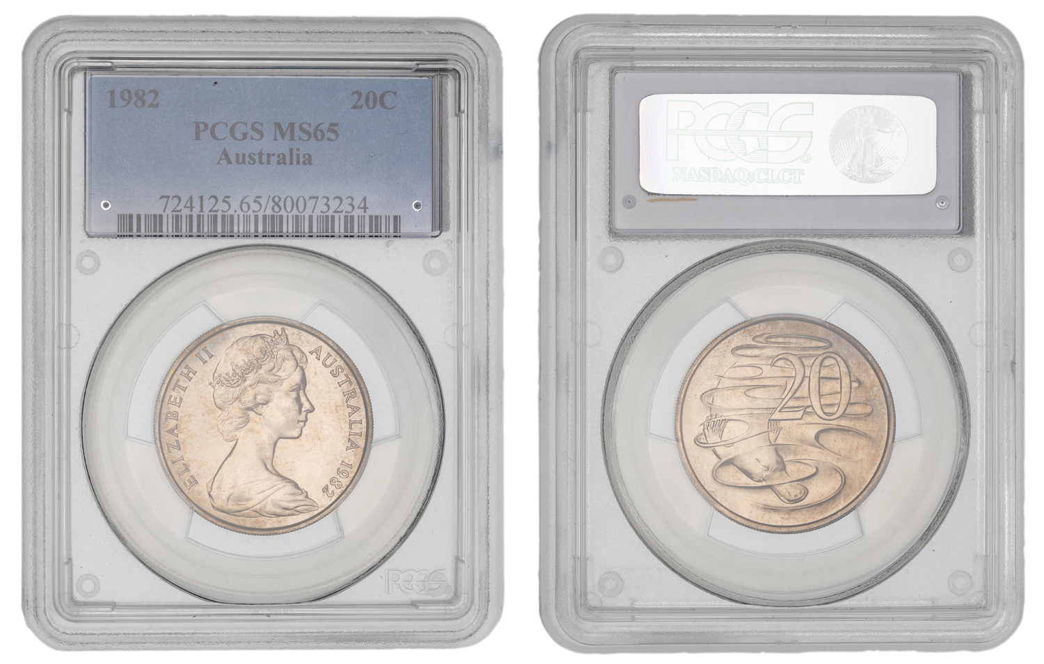 Elizabeth II, Twenty Cent, 1982, PCGS MS65