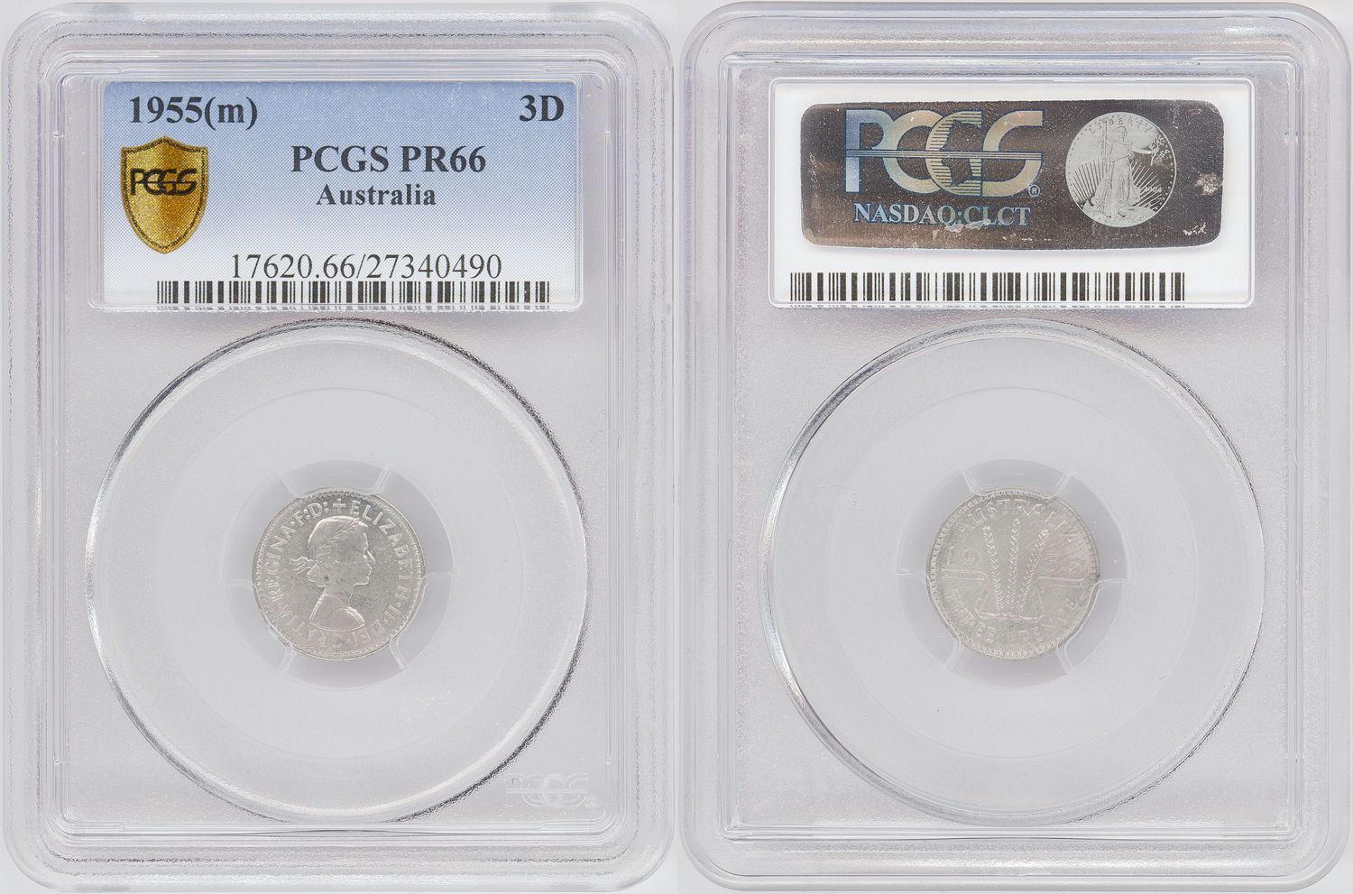 Elizabeth II, Threepence, 1955(m), PCGS PR66