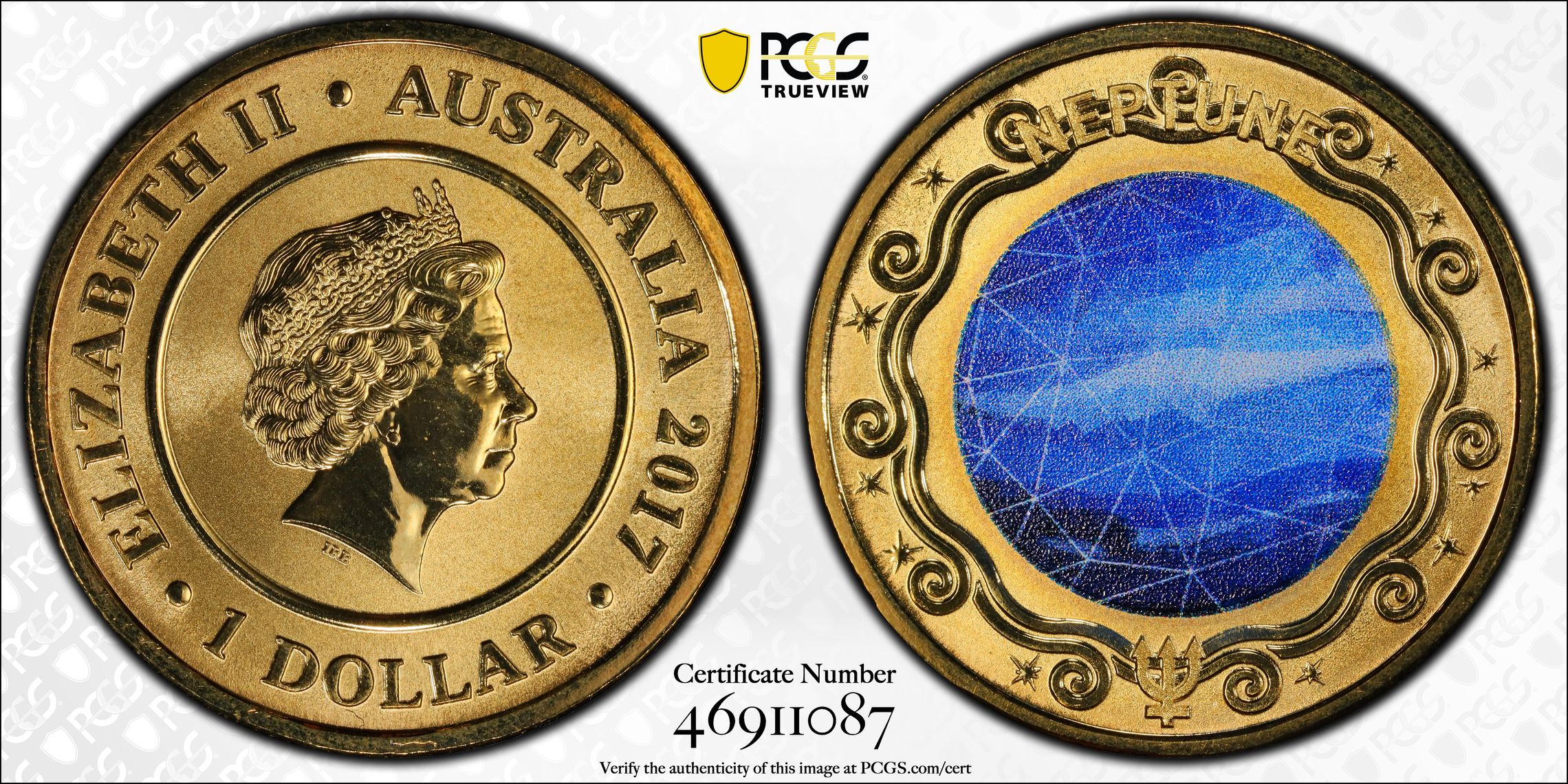 Planetary Coins Neptune, One Dollar, 2017, PCGS MS 68