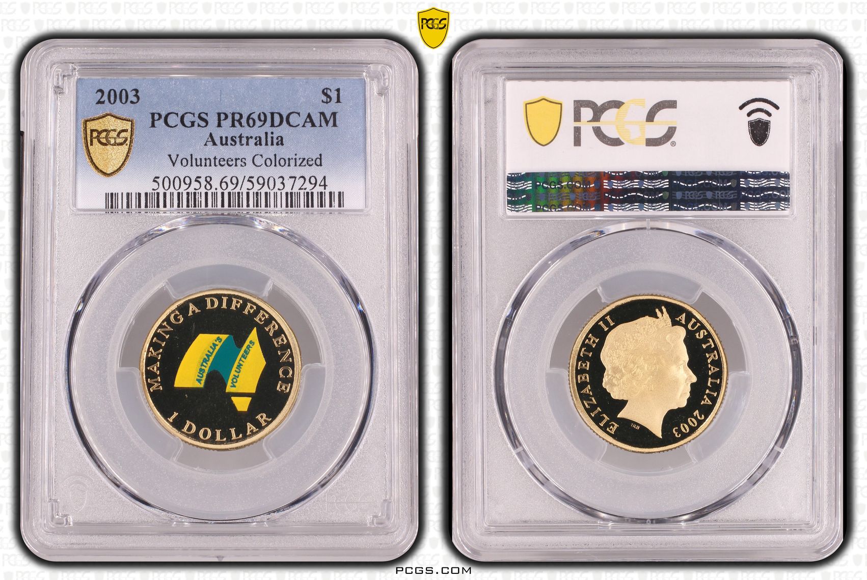 Volunteers Colorized, One Dollar, 2003, PCGS PR69DCAM
