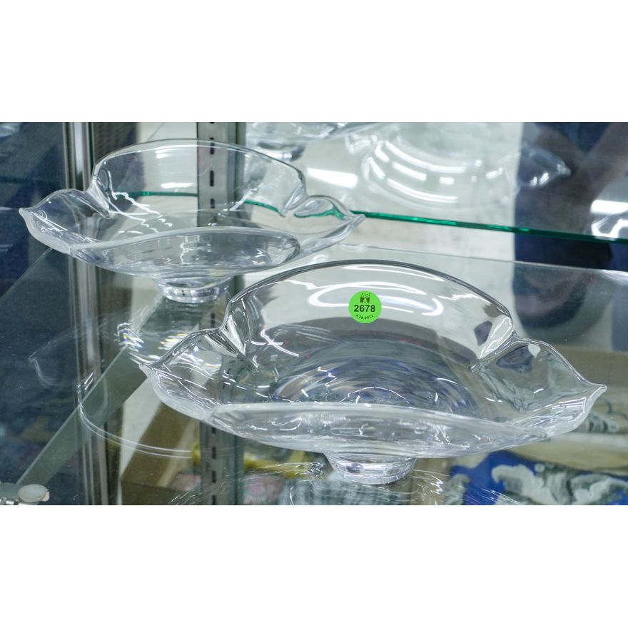 2pc Steuben Crystal Quatrefoil Bowls- 9.5''