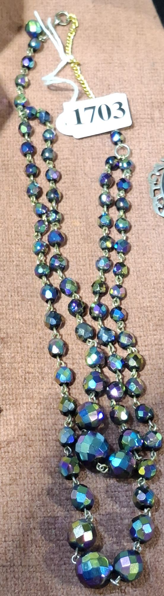 Carnival Glass Beaded Necklace