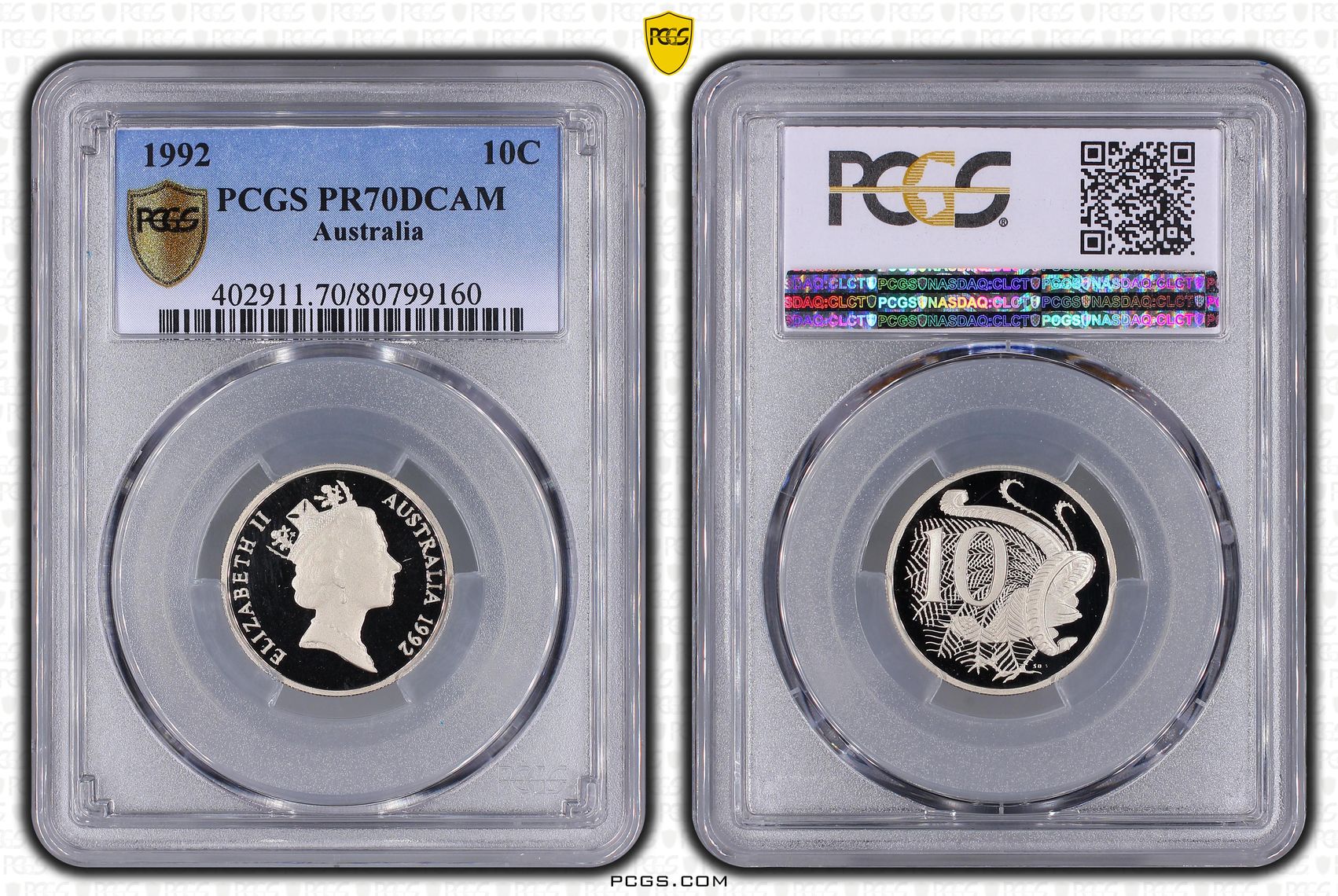 Top pop, Ten Cent, 1992, PCGS PR70DCAM