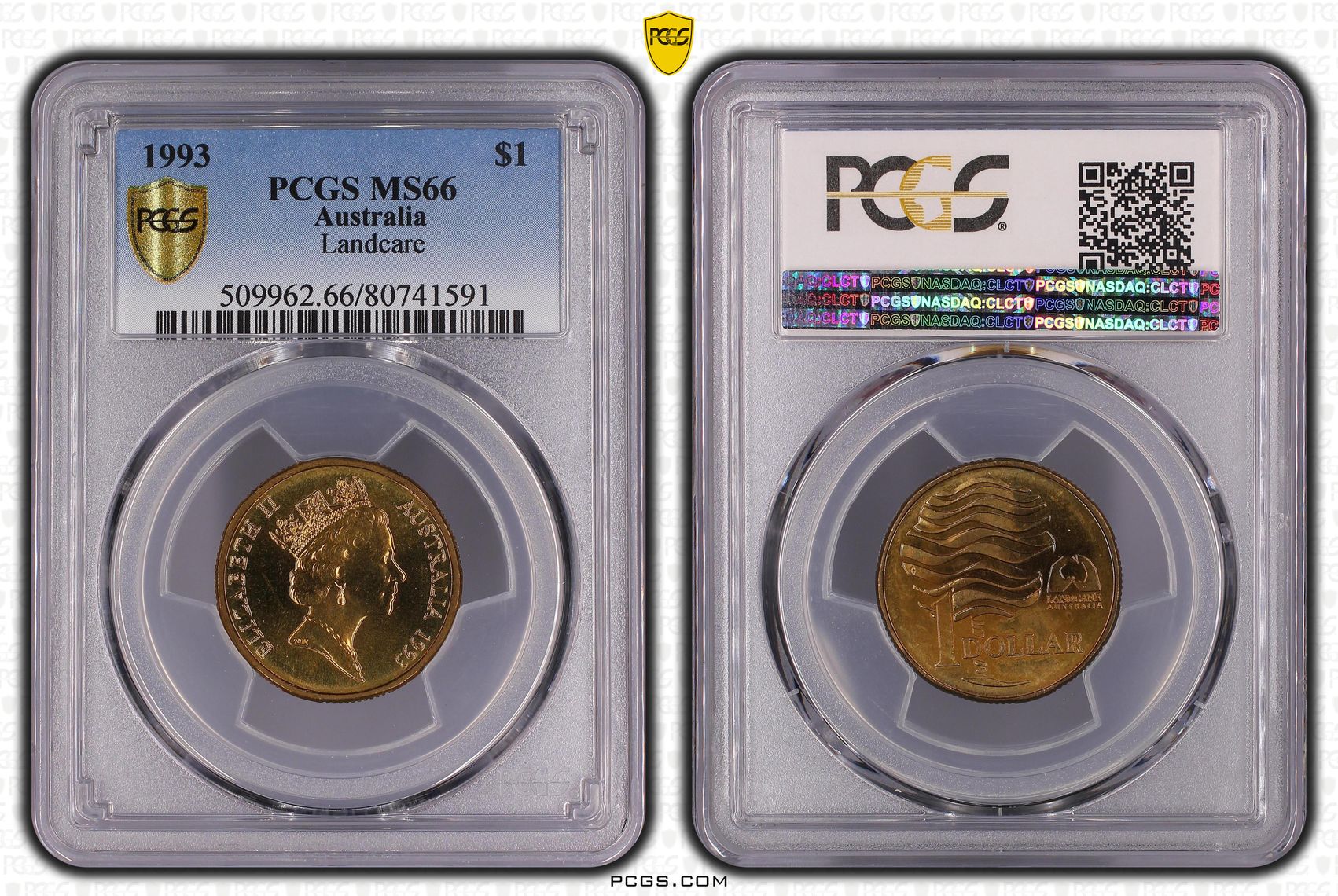 Elizabeth II, Landcare, One Dollar, 1993, PCGS MS66