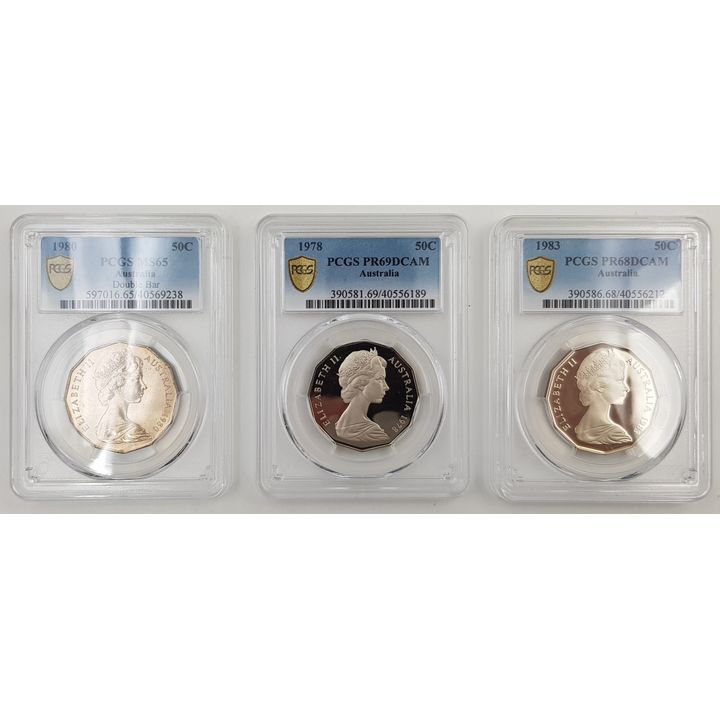 PCGS Graded Aus. 50c Coins (x3)