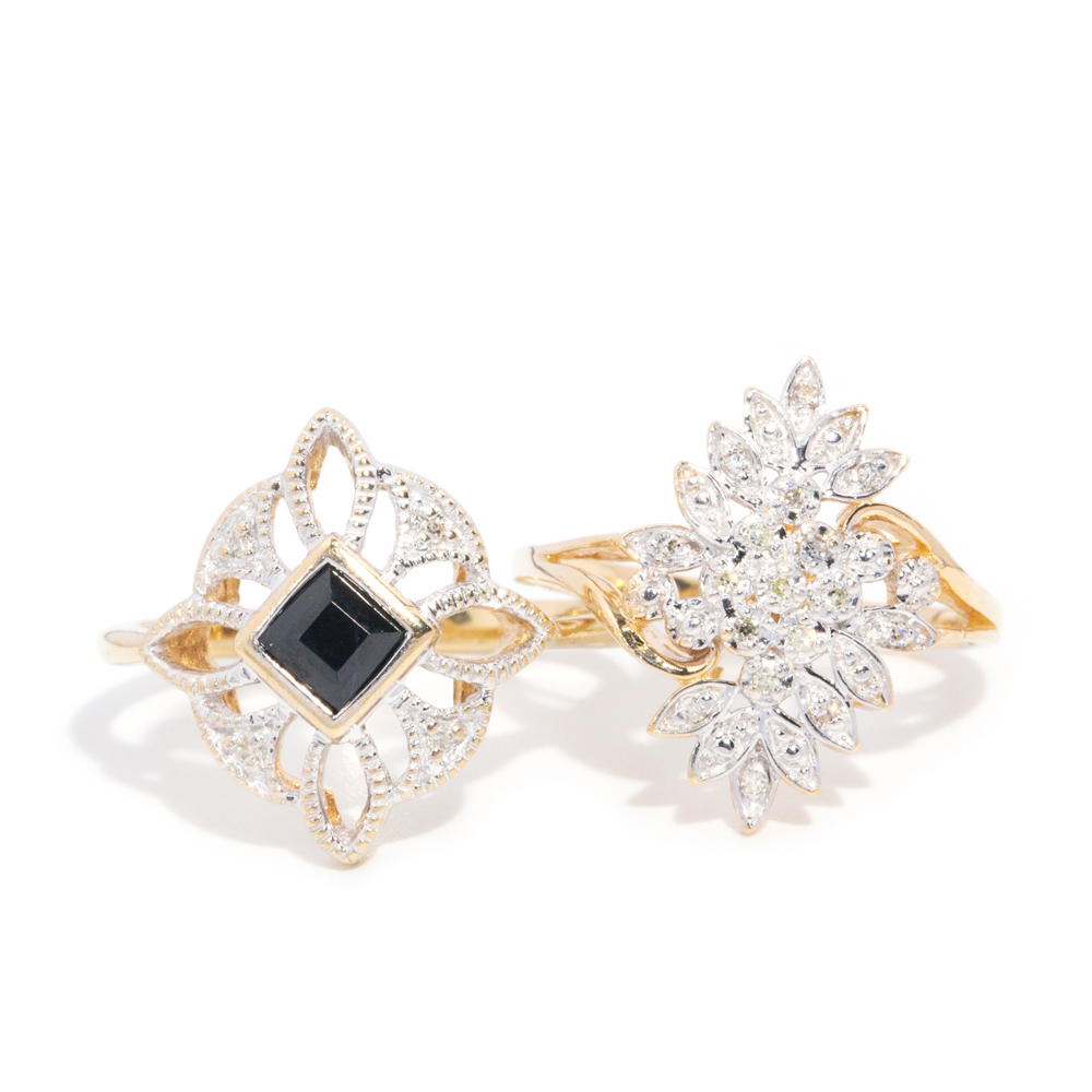 10 · Two Diamond & Sapphire 9ct Gold Rings