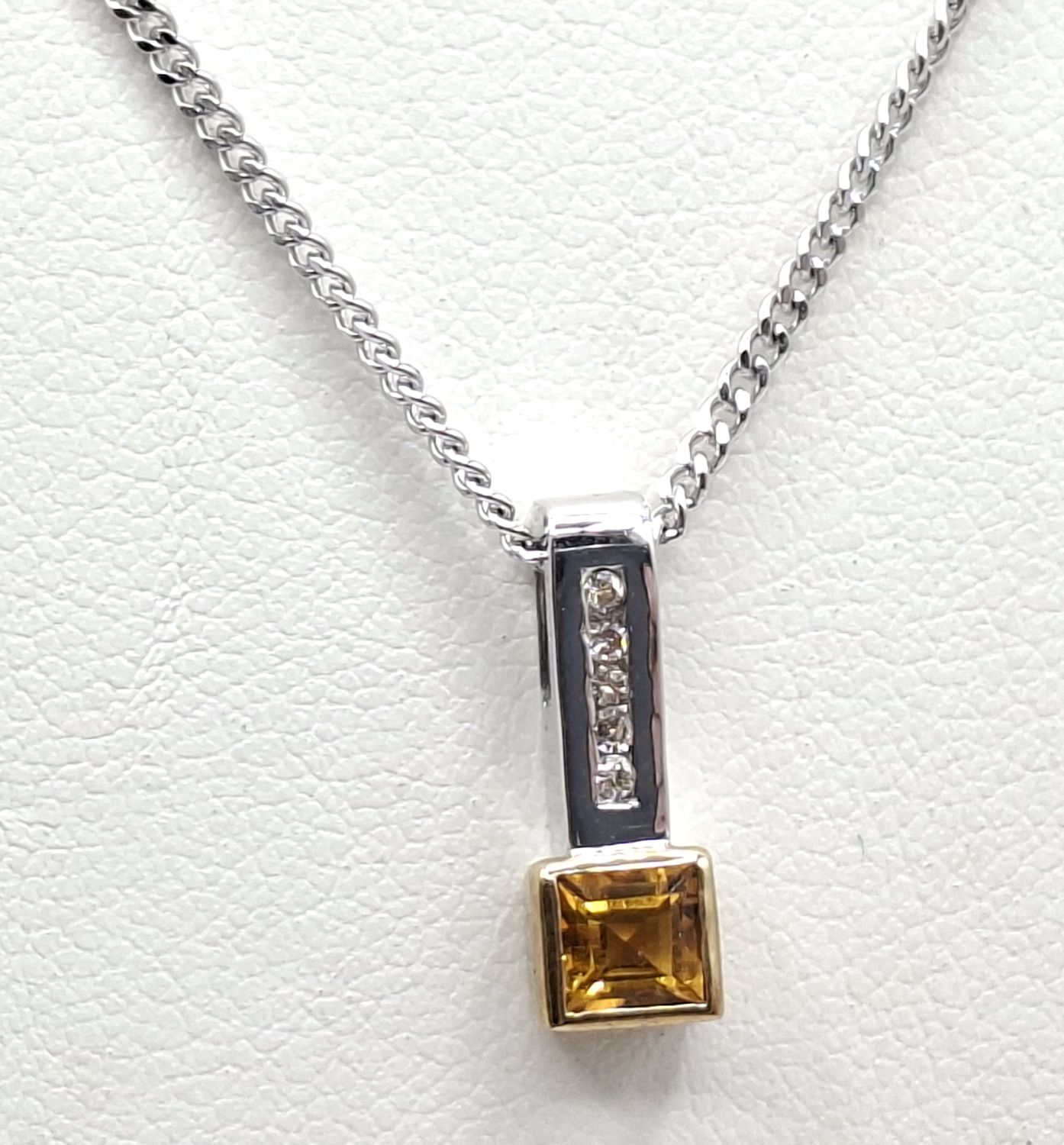 9ct Gold Citrine Diamond Pendant