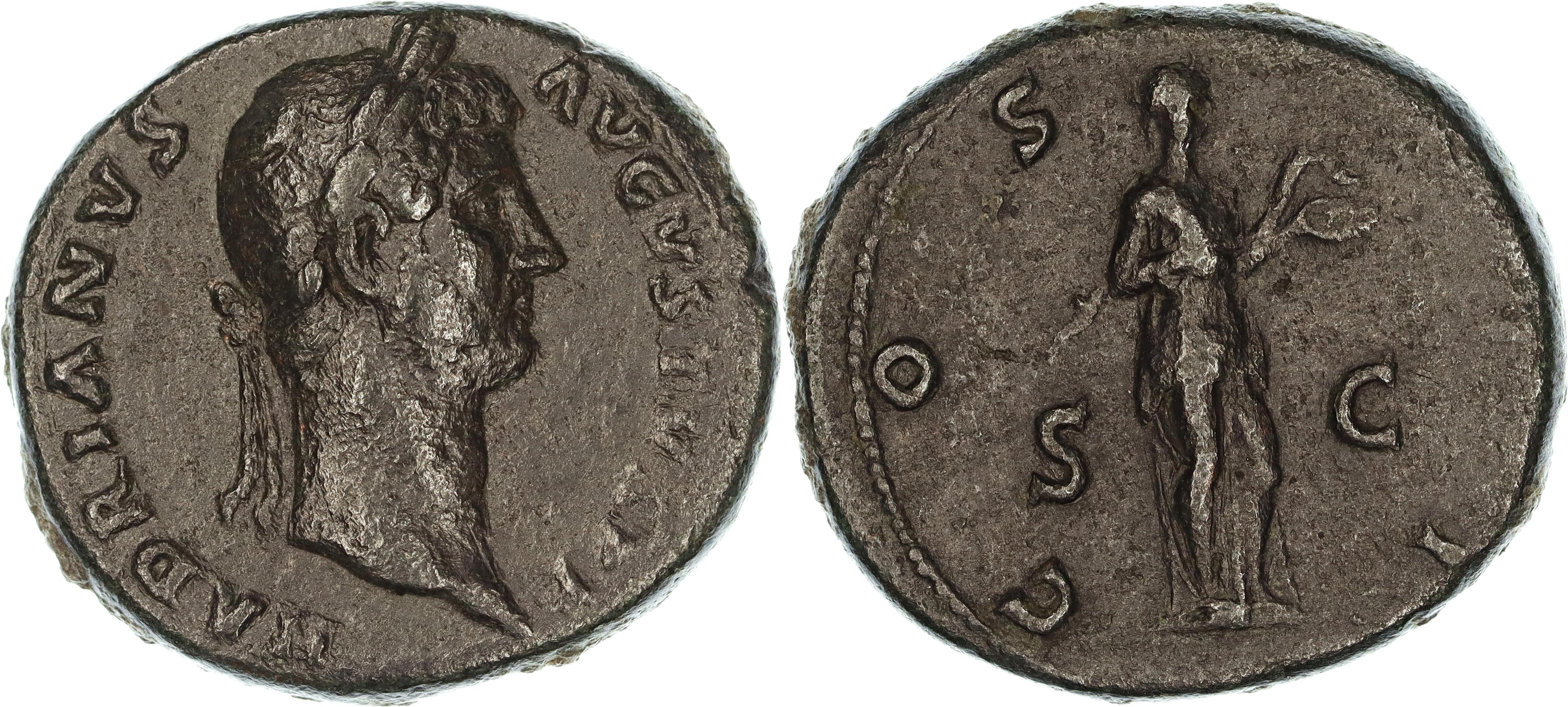 Roman Empire, Hadrian, Æ As, 125-128 AD, nVF