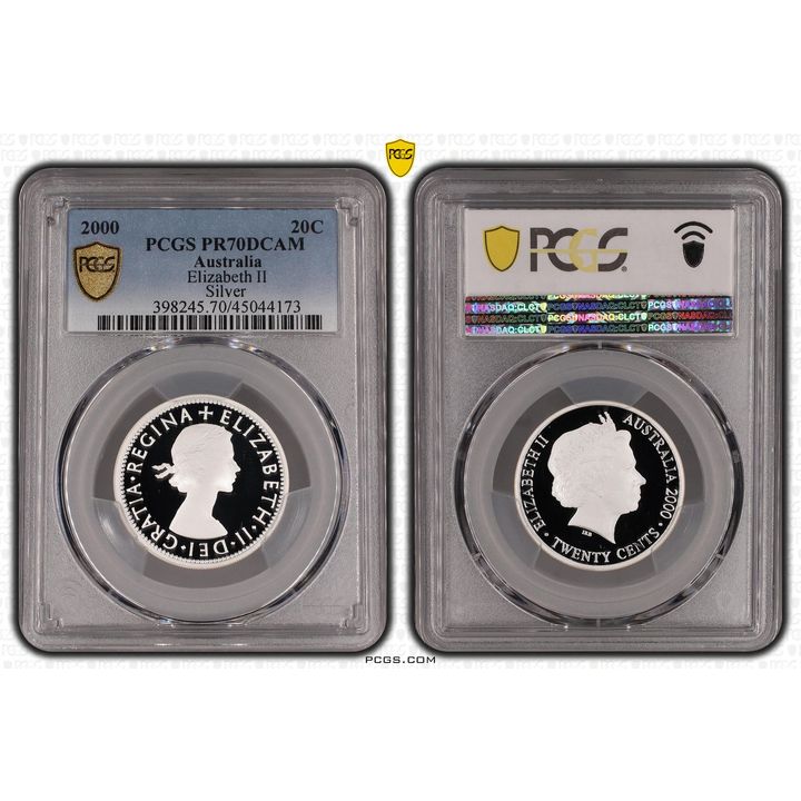 Elizabeth II Silver, Twenty Cent, 2000, PCGS PR70DCAM
