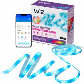 WIZ - RGB LED STRIP LIGHT - 50FT CUT TO FIT, 16 MILLION COLORS + SHADES OF WHITE, PRESET LIGHT MODES, CONNECTS TO YOUR WI-FI, VOIC