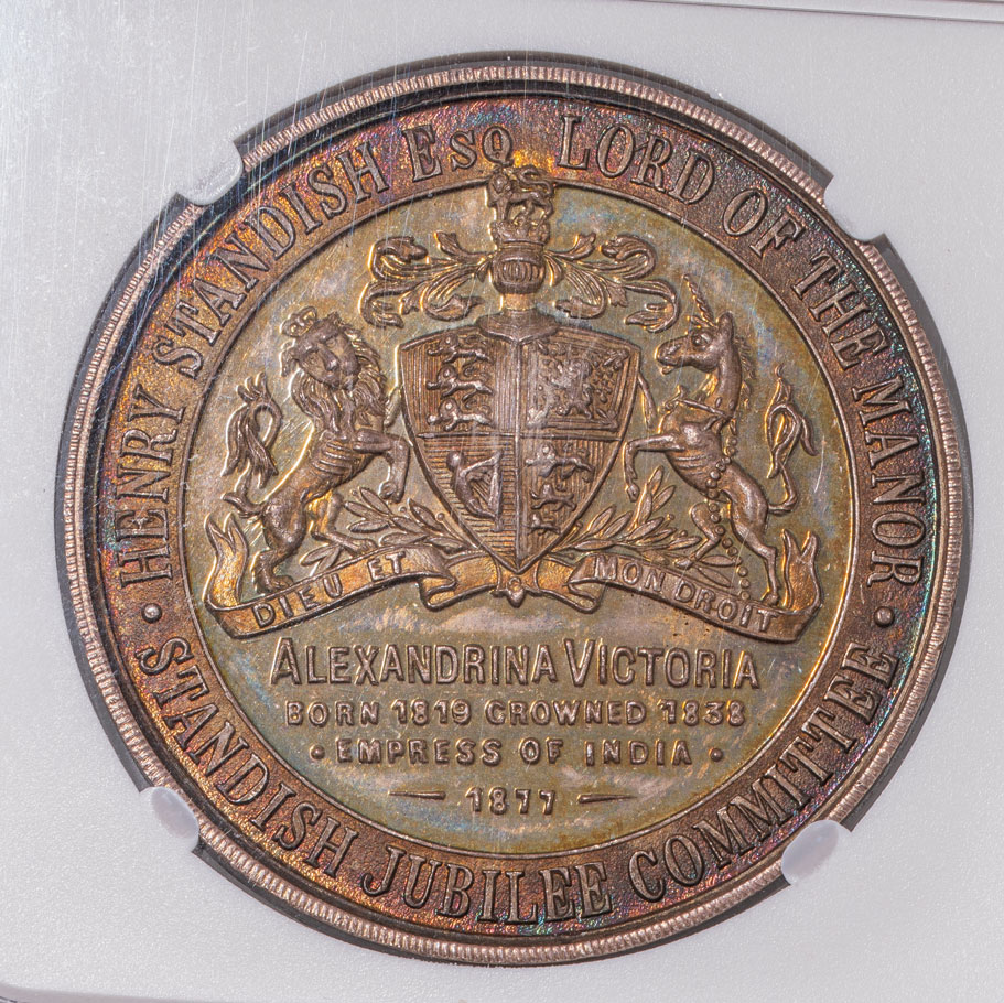 英国-Great Britain. NGC MS62. 極美/未. AU. ヴィクトリア女王即位50