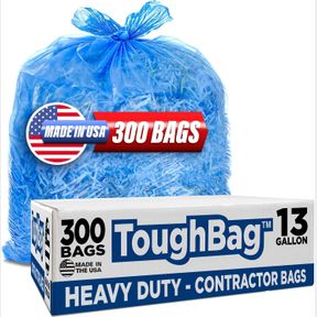 13 GALLON RECYCLING BAGS, BLUE TRASH BAGS (300 COUNT) - BLUE RECYCLE BAGS, RECYCLE TRASH BAGS 13 GALLON TALL KITCHEN - MADE IN USA