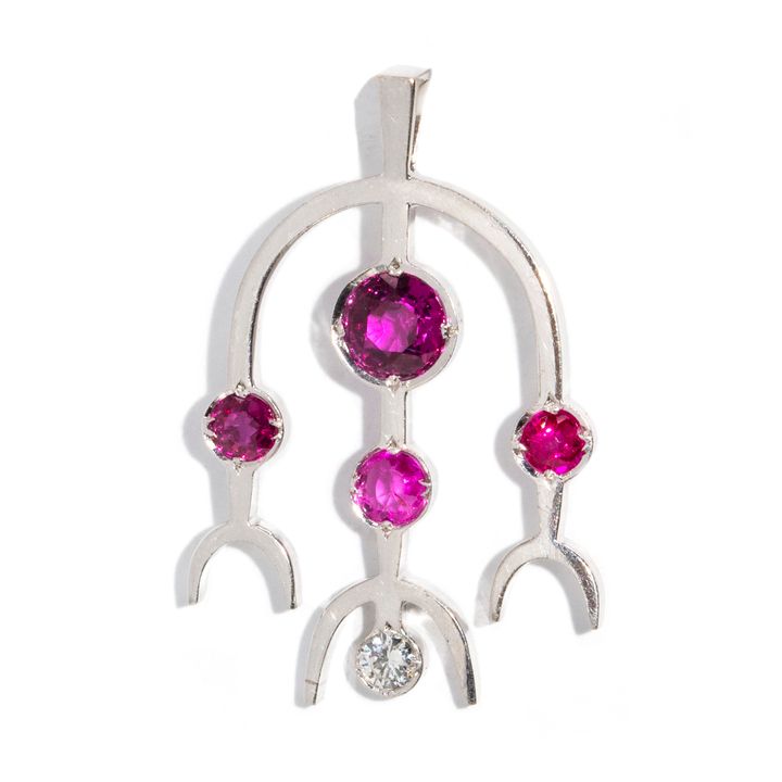 Ruby & Sapphire & Diamond 14ct Gold Pendant,