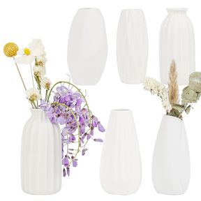 6 PACK OF WHITE CERAMICS VASES FOR DECOR,DRIED FLOWER, TABLE VASE, FLOWER ARRANGEMENT DECORATION SHOOTING PROPS,THE BEST GIFT. MIS