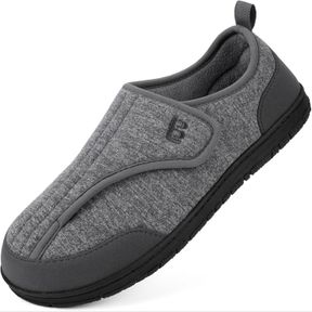 LONGBAY MEN'S WIDE SLIPPERS ADJUSTABLE DIABETIC HOUSE SHOES COMFY SWOLLEN EDEMA SLIPPERS INDOOR OUTDOOR