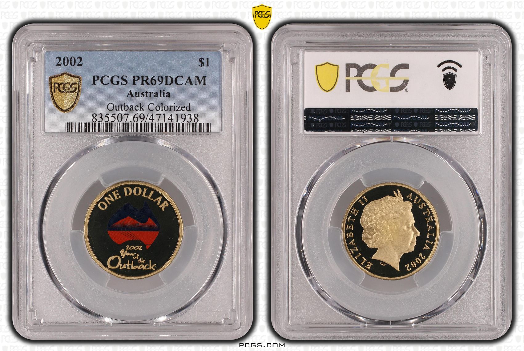 Elizabeth II, Outback Colorized, One Dollar, 2002, PCGS PR69DCAM