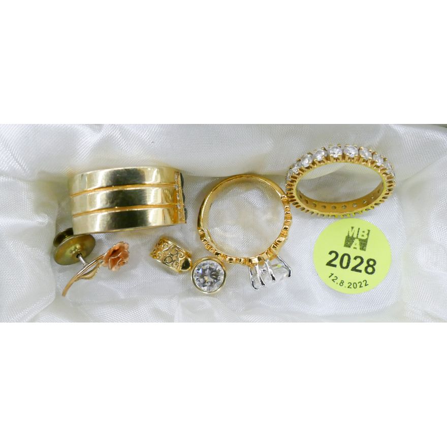 Box 14k CZ Pendant and Costume Rings - 2.3 Grams (Solid Only)