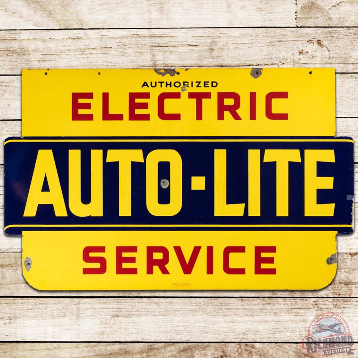 Auto-Lite Electric Service Die Cut DS Porcelain Sign