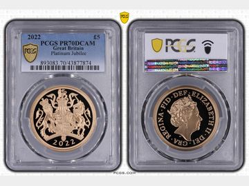 2022 PLATINUM JUBILEE PROOF GOLD 5 POUND PR70 DCAM TOP POP!