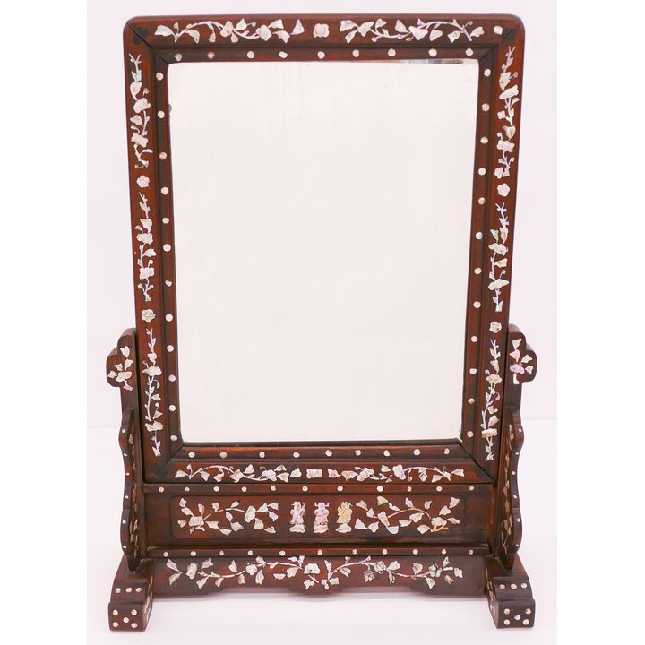 Chinese Qing Inlaid Rosewood Table Screen